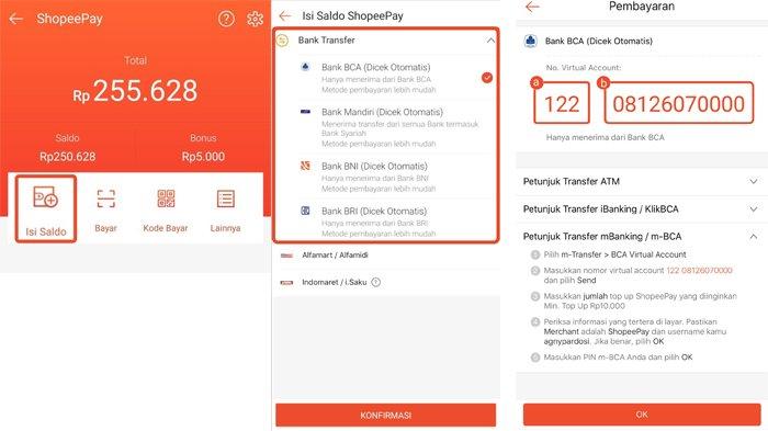 Bagaimana Cara Mengisi Saldo Shopeepay. Cara Isi Saldo ShopeePay, Bisa Top Up Melalui Bank Transfer, Indomaret dan Alfamart