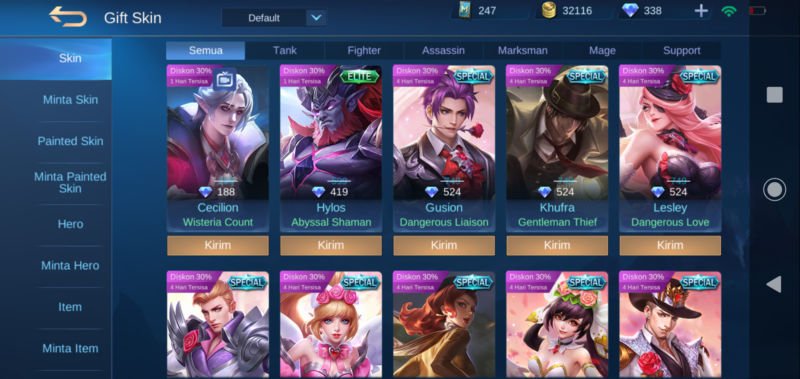 Cara Mengirim Skin Mobile Legend Yang Sudah Dimiliki. Cara Mengirim Skin Mobile Legends Gratis untuk Teman