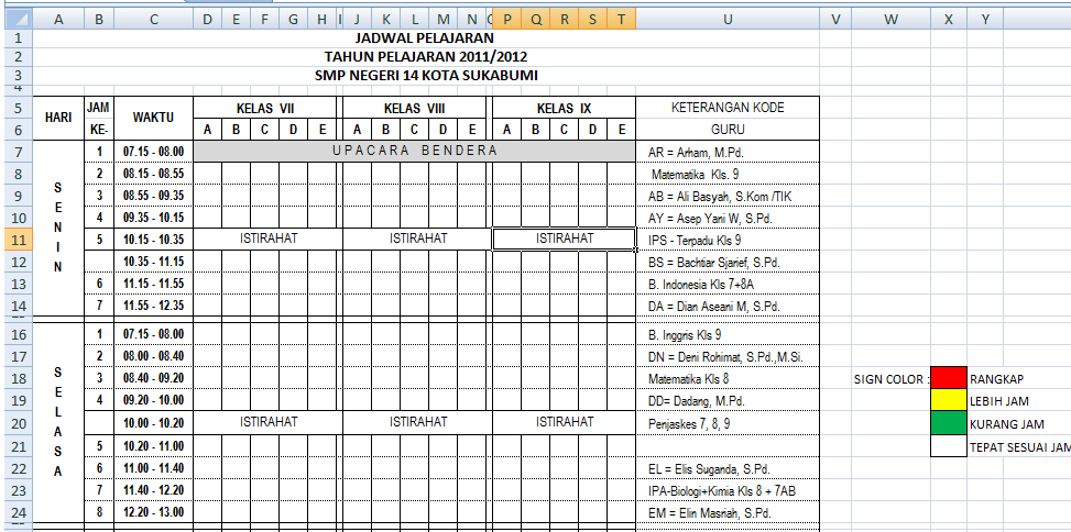 Cara Membuat Jadwal Pelajaran Di Excel. Cara Membuat Jadwal Pelajaran Dengan Ms. Excel