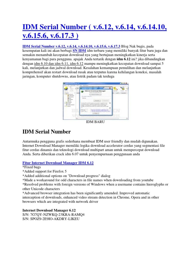 Idm Terbaru Free Download Full Version Serial Number. IDM 6.14 Serial Number