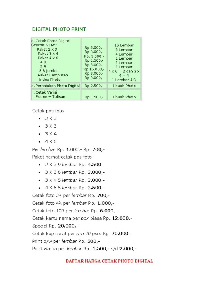 Aplikasi Cetak Pas Photo 2x3 3x3 3x4 4x6. Harga Digital Photo Print Warnet