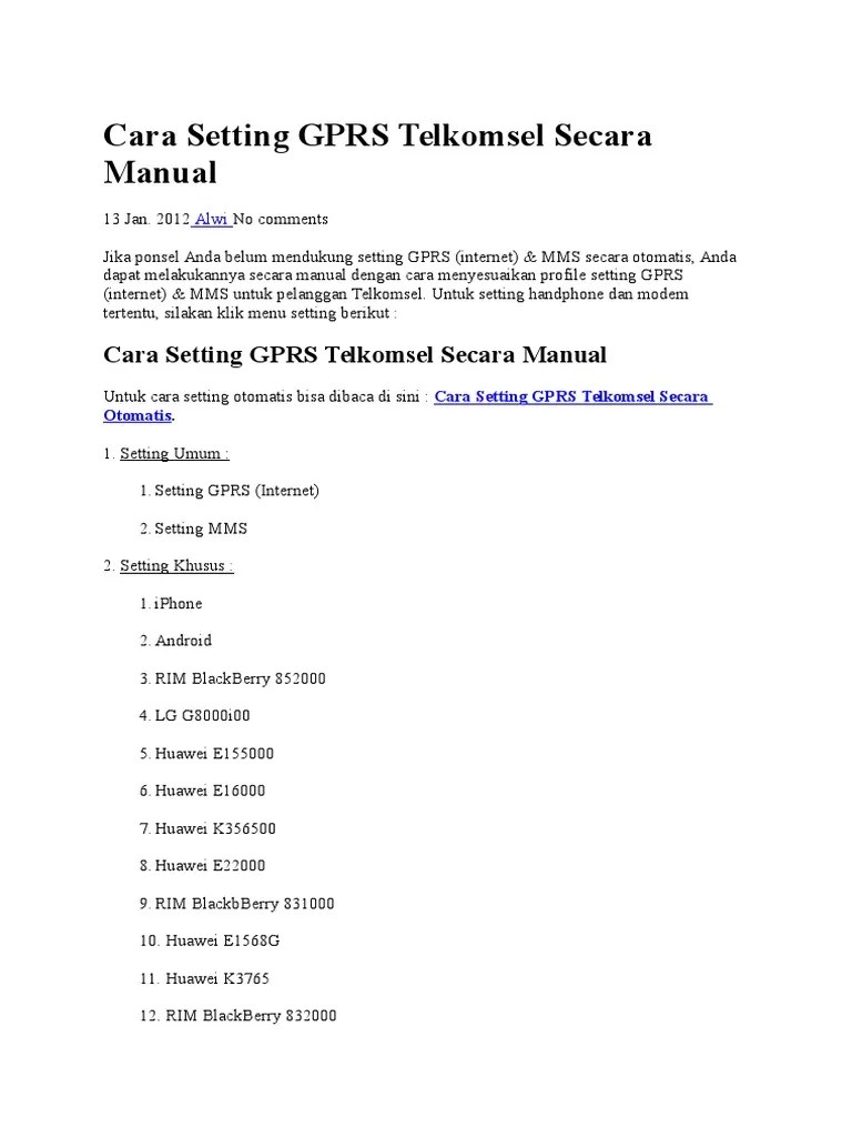 Apn Telkomsel Gprs Web. Cara Setting GPRS Telkomsel Secara Manual