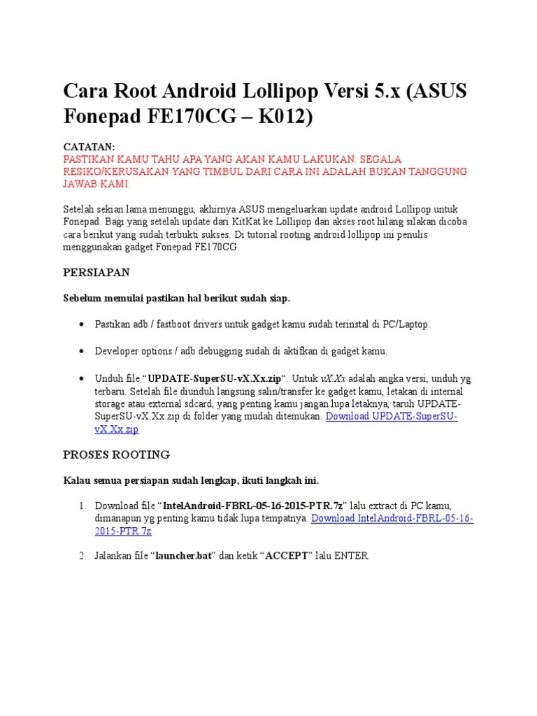 Driver Asus Z007 Windows 7. Cara Root Android Lollipop Versi 5