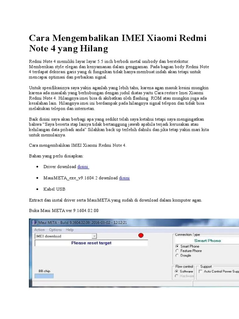Cara Hard Reset Xiaomi Redmi Note 4. Cara Mengembalikan IMEI Xiaomi Redmi Note 4 Yang Hilang