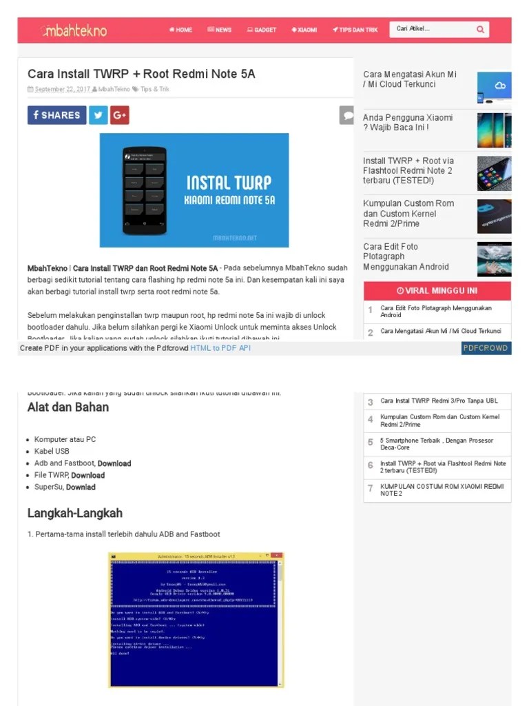 Redmi Note 5a Root. Cara Install TWRP + Root Redmi Note 5A