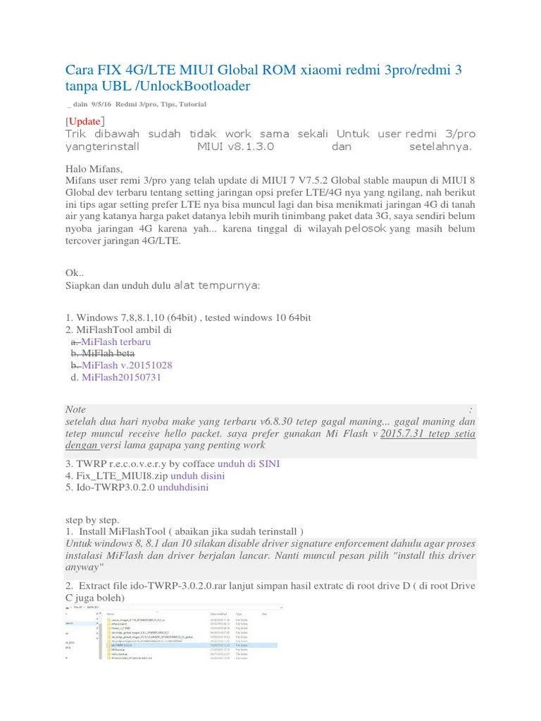 Fix 4g Redmi 3 Miui 8. Cara FIX 4G