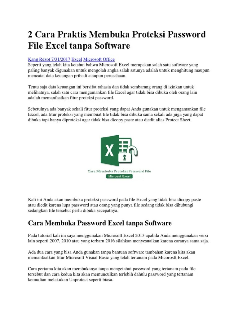 Cara Membuka Password Excel Tanpa Software. 2 Cara Praktis Membuka Proteksi Password File Excel Tanpa Software