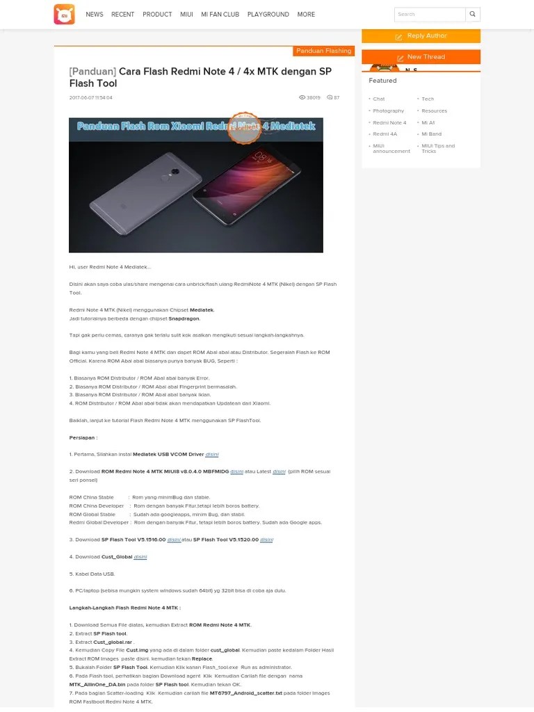 Flash Redmi Note 4x. Cara Flash Redmi Note 4 - 4x MTK Dengan SP Flash Tool - Panduan Flashing - Mi Community - Xiaomi