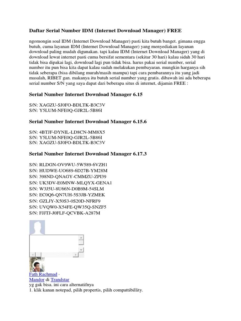 Serial Number Idm Versi Terbaru. Daftar Serial Number IDM