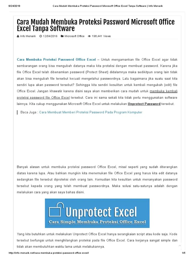 Cara Membuka Password Excel Tanpa Software. Cara Mudah Membuka Proteksi Password Microsoft Office Excel Tanpa Software - Info Menarik