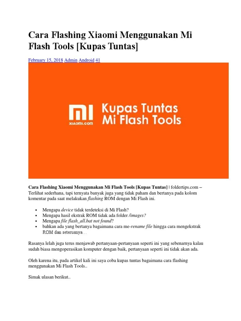 Cara Menggunakan Mi Flash Tool. Cara Flashing Xiaomi Menggunakan Mi Flash Tools