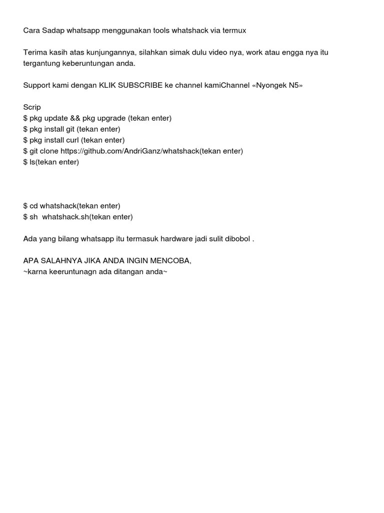 Cara Sadap Wa Dengan Termux. Sadap Wa Via Termux (Sfile PDF