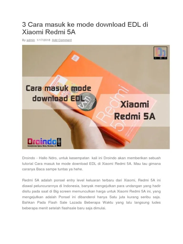 Xiaomi Redmi 5a Mati Total. 3 Cara Masuk Ke Mode Download EDL Di Xiaomi Redmi 5A