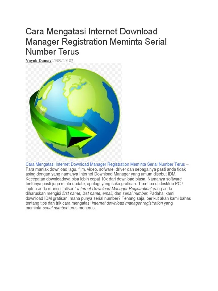 Download Idm Plus Serial Number. Cara Mengatasi Internet Download Manager Registration Meminta Serial Number Terus