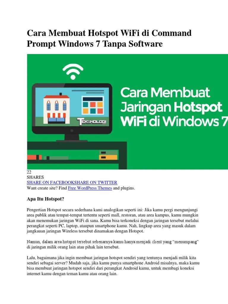 Cara Mempercepat Koneksi Wifi Dengan Cmd Windows 7. Cara Membuat Hotspot WiFi