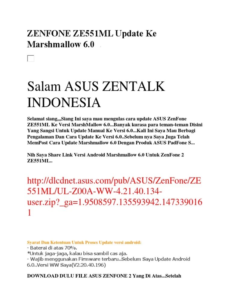 Relock Bootloader Zenfone 3. ZENFONE ZE551ML Update Ke Marshmallow 6 PDF