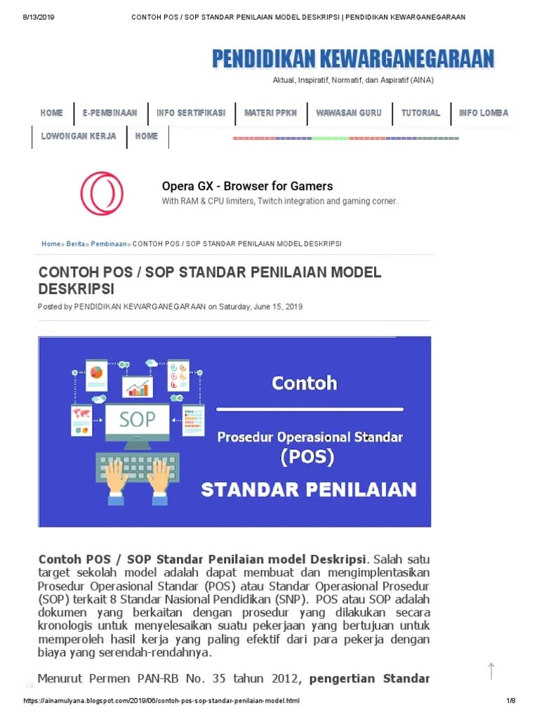 Setting Bahasa Tencent Gaming Buddy. Contoh Pos - Sop Standar Penilaian Model Deskripsi - Pendidikan Kewarganegaraan PDF