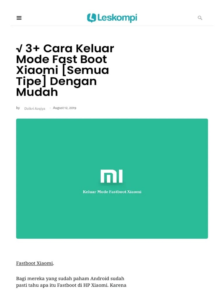 Cara Ubl Redmi 3 Tanpa Sms. 3+ Cara Keluar Mode Fast Boot Xiaomi (Semua Tipe) Dengan Mudah - Leskompi