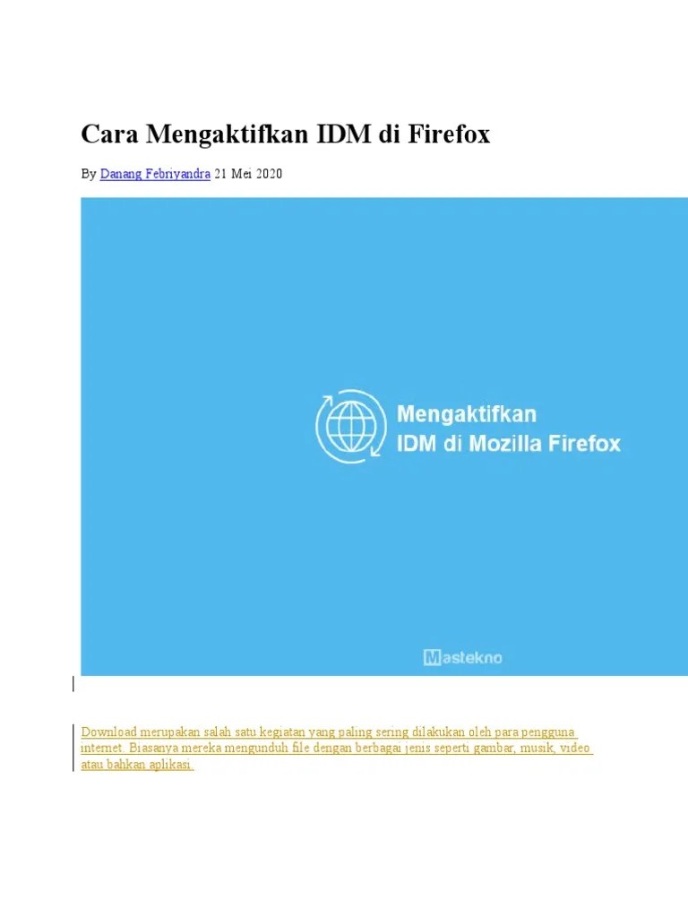 Memasang Idm Di Firefox. Cara Mengaktifkan IDM Di Firefox