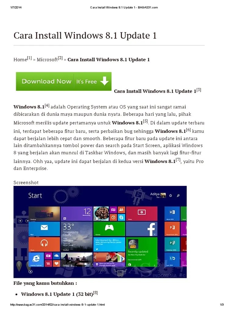 Cara Aktivasi Windows 10 Pro Bagas31. Cara Install Windows 8.1 Update 1 - BAGAS31