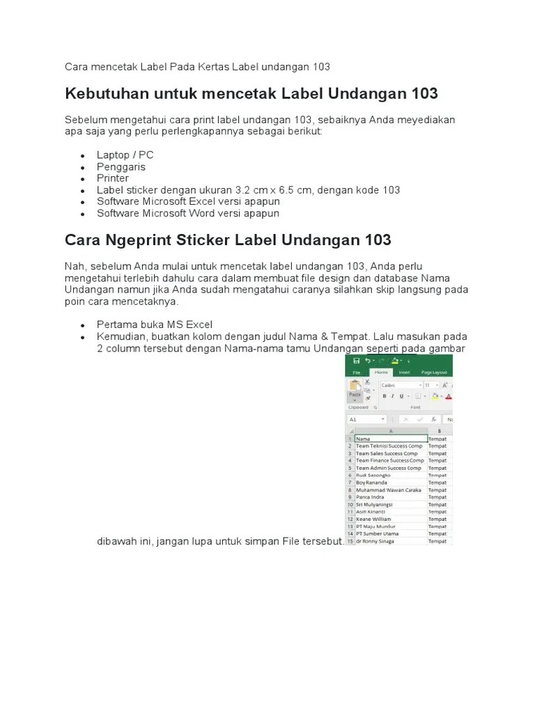 Mencetak Label Undangan 103. Cara Mencetak Label Pada Kertas Label Undangan 103