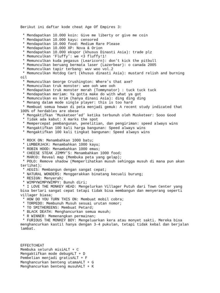 Cheat Age Of Empires 3 Lengkap Bahasa Indonesia. Untitled