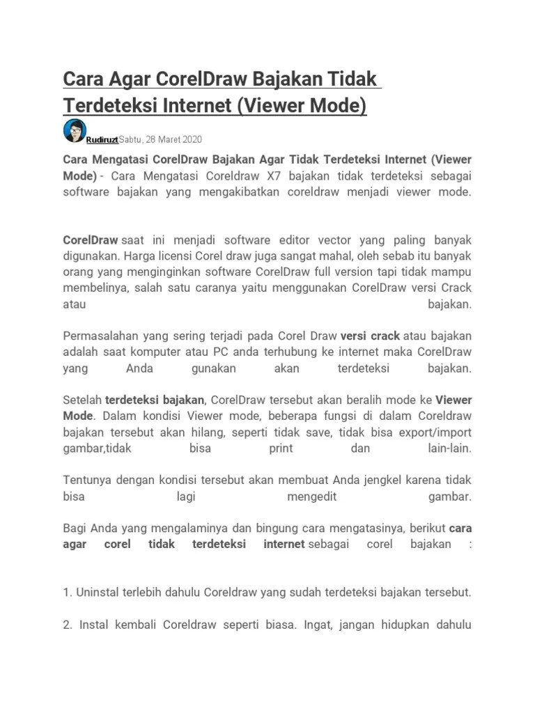 Coreldraw X8 Terdeteksi Bajakan. Cara Agar CorelDraw Bajakan Tidak Terdeteksi Internet