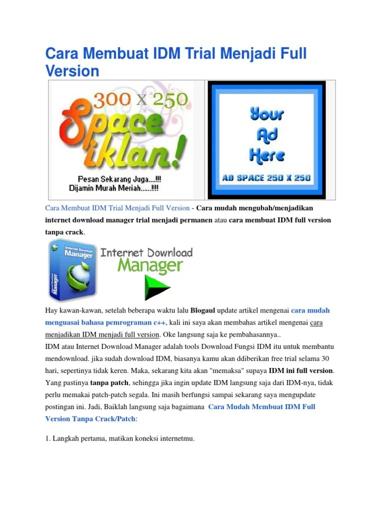 Cara Membuat Idm Menjadi Full. Cara Membuat IDM Trial Menjadi Full Version