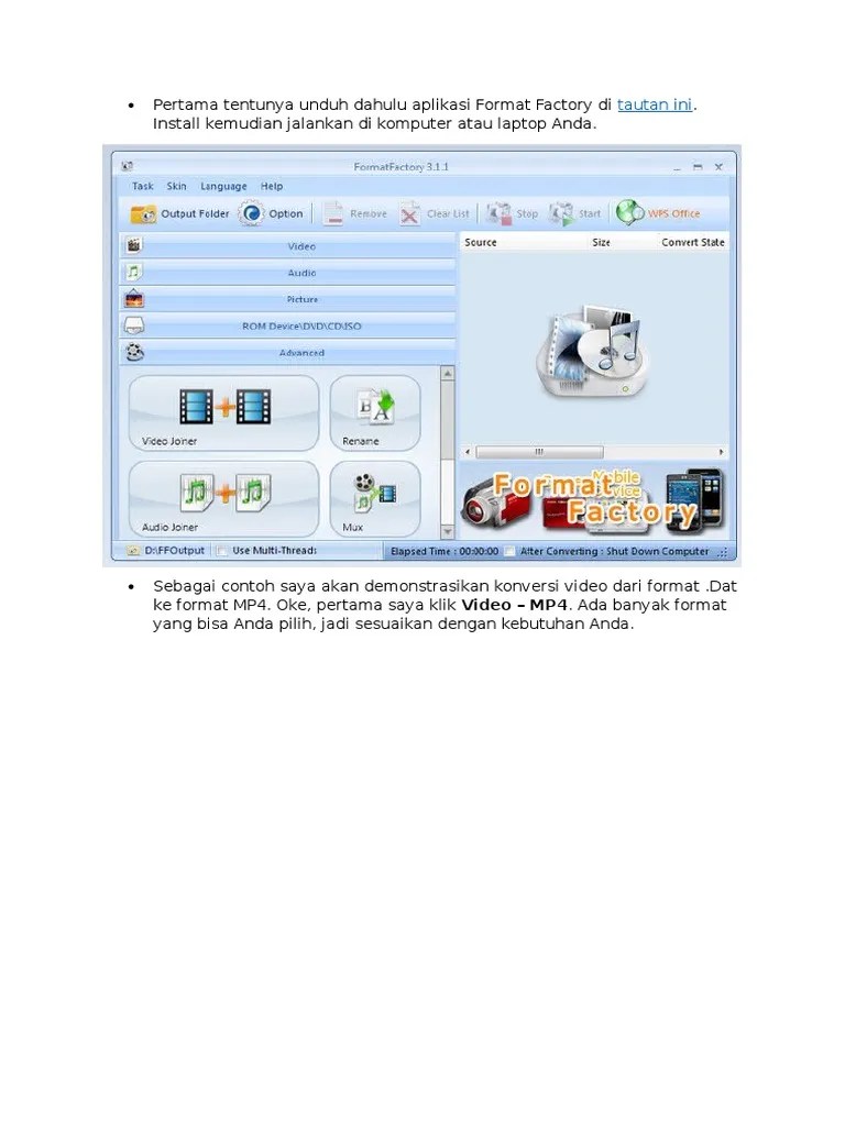 Cara Memakai Format Factory. Cara Menggunakan Format Factory