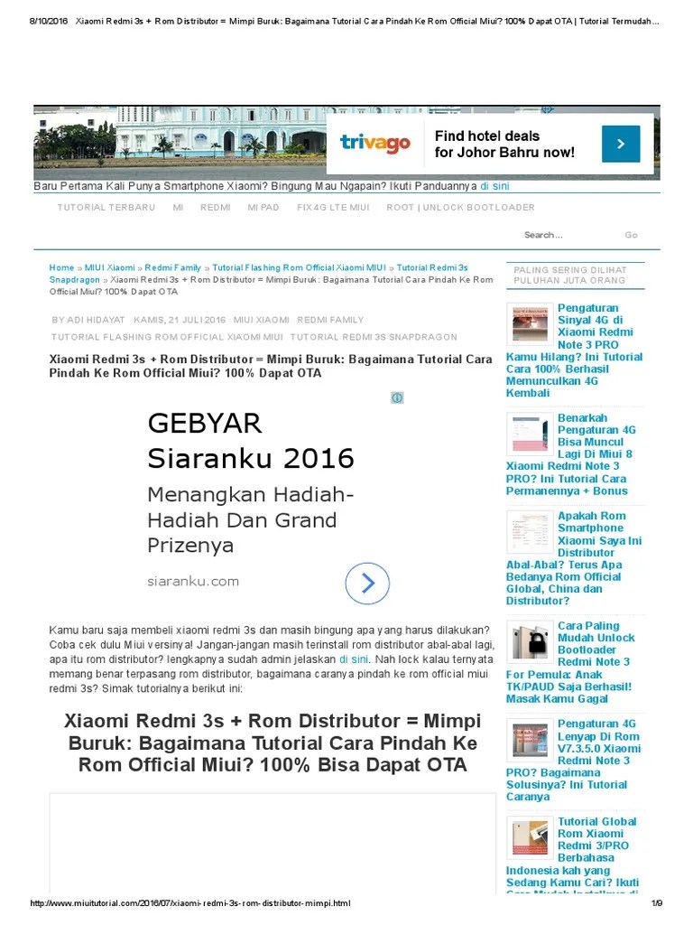 Tutorial Flash Xiaomi Redmi Note 3 Pro. Xiaomi Redmi 3s + Rom Distributor = Mimpi Buruk_ Bagaimana Tutorial Cara Pindah Ke Rom Official Miui_ 100% Dapat OTA _ Tutorial Termudah Lengkap Root, Unlock Bootloader Miui Xiaomi (100% Bahasa Indone