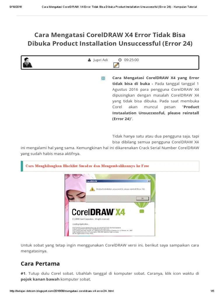 Coreldraw X7 Tidak Bisa Dibuka. Cara Mengatasi CorelDRAW X4 Error Tidak Bisa Dibuka Product Installation Unsuccessful (Error 24) - Kumpulan Tutorial PDF