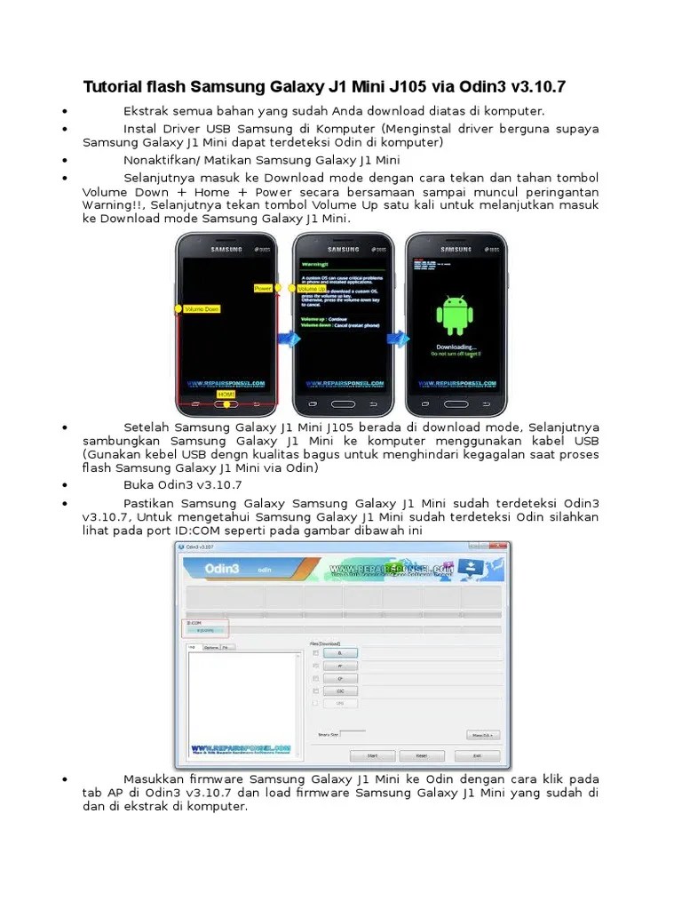 Flashing Samsung Galaxy J1. Tutorial Flash Samsung Galaxy J1 Mini J105 Via Odin3 v3