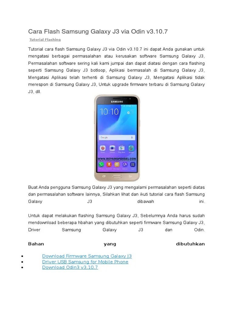 Cara Flash Samsung J320g. Cara Flash Samsung Galaxy J3 Via Odin v3