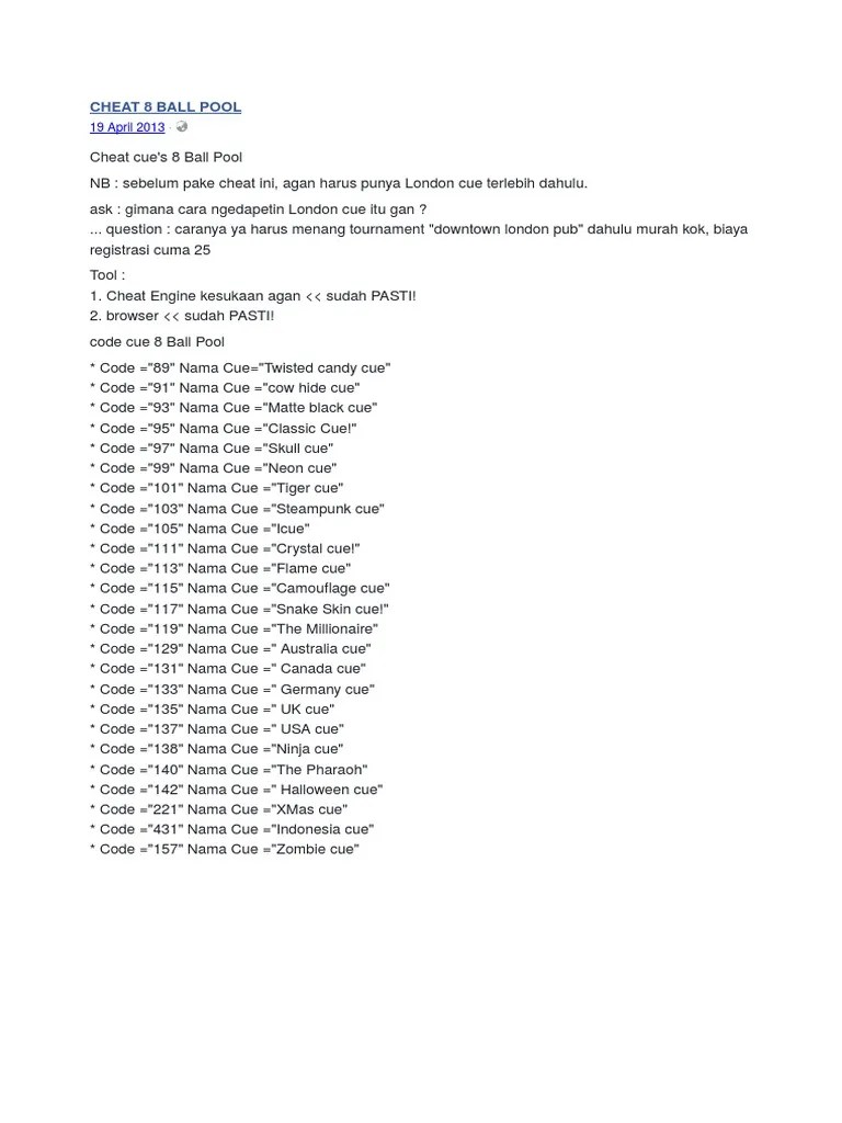 Cheat 8 Ball Pool Engine. Cheat 8 Ball Pool