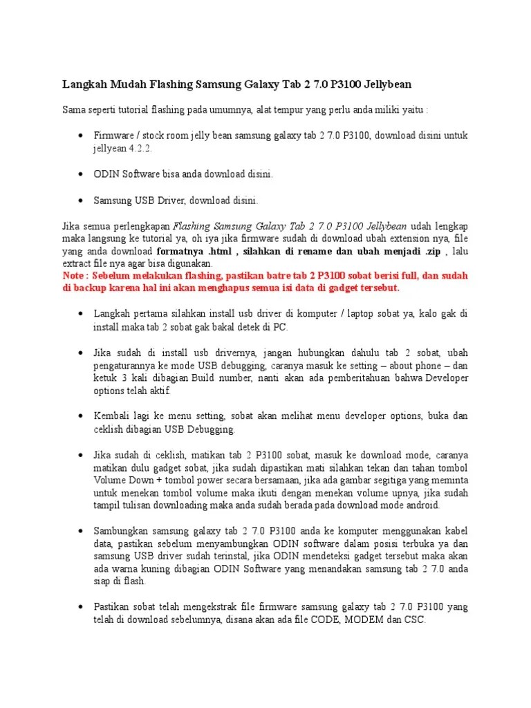 Flashing Samsung Galaxy J1. Langkah Mudah Flashing Samsung Galaxy Tab 2 7