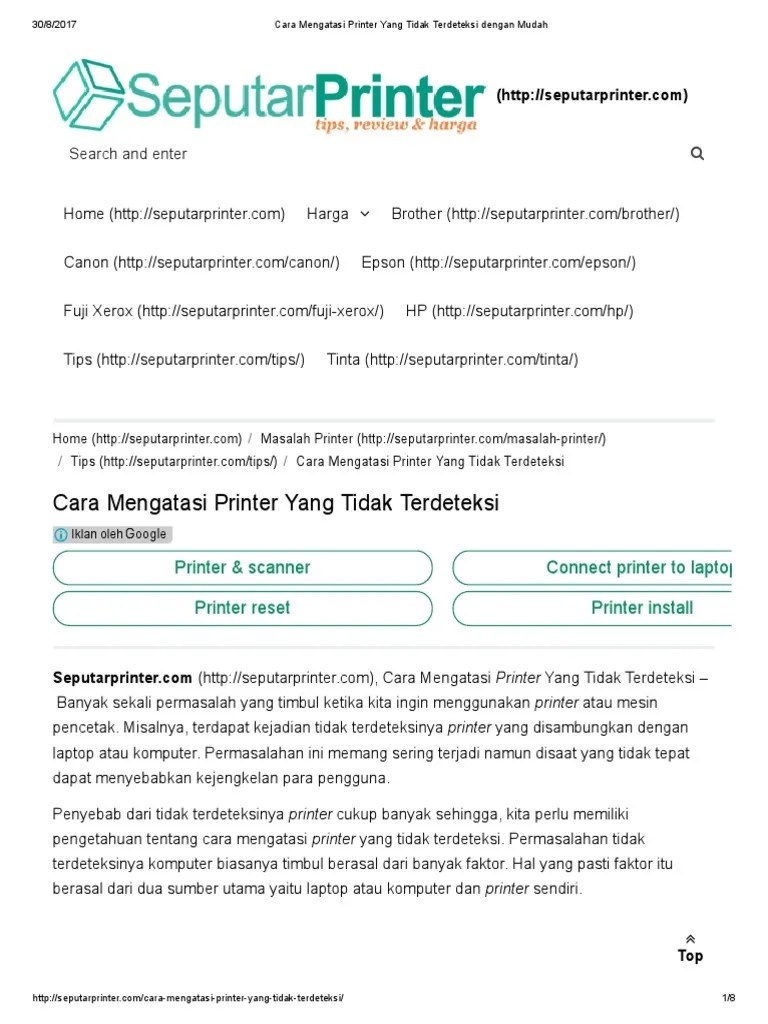 Sharing Printer Tidak Terdeteksi. Cara Mengatasi Printer Yang Tidak Terdeteksi Dengan Mudah