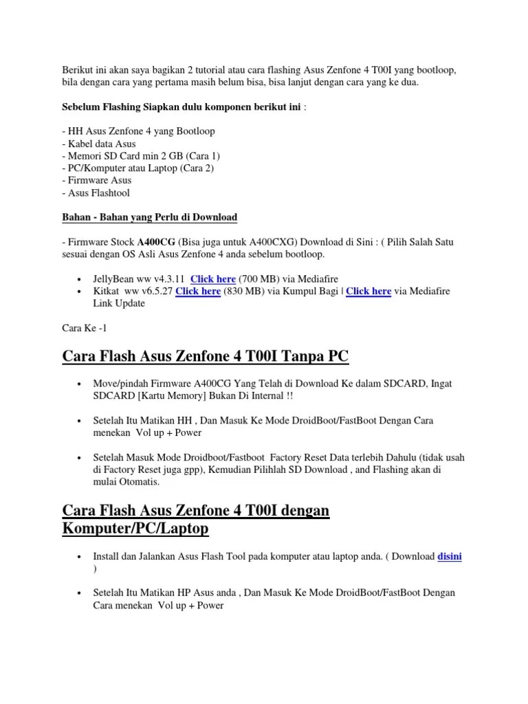 Asus Zenfone 4 Flash Tool. Cara Flashing Asus Zenfone 4 T00I Yang Bootloop