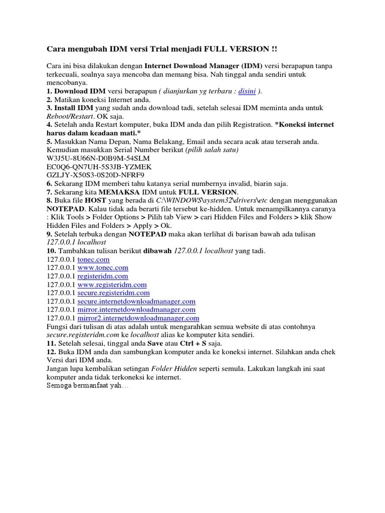 Cara Membuat Idm Full Version Dengan Patch. Cara Mengubah IDM Versi Trial Menjadi FULL VERSION