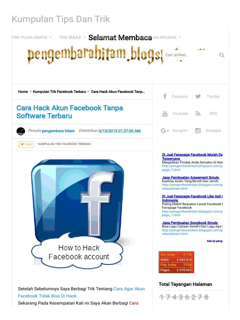 Cara Hack Fb Terbaru 2016. Cara Meretas Akun Facebook Tanpa (SFILE PDF