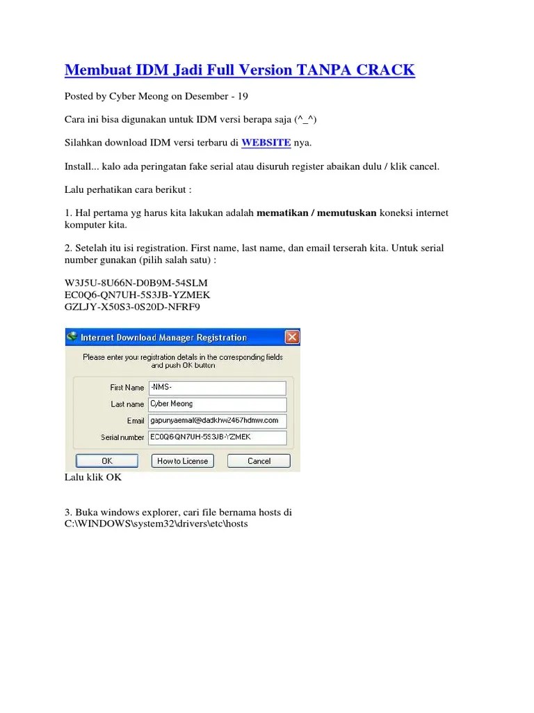 Download Idm Permanen Tanpa Serial Number. Membuat IDM Jadi Full Version TANPA CRACK