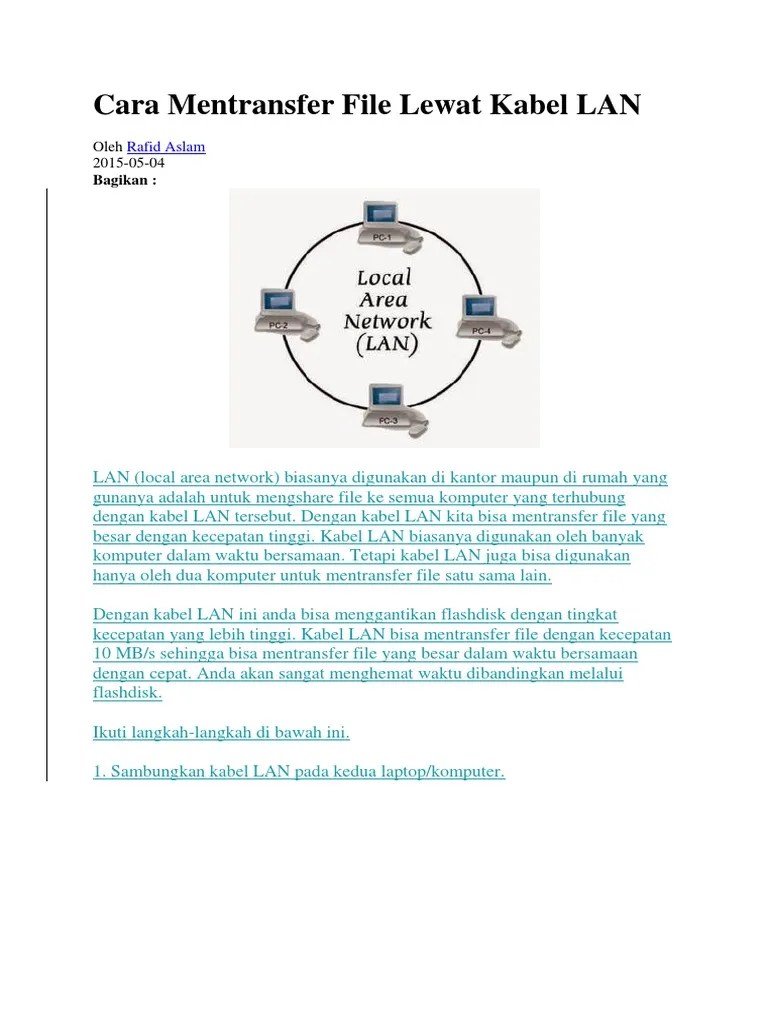 Cara Mengirim File Lewat Kabel Lan. Cara Mentransfer File Lewat Kabel LAN