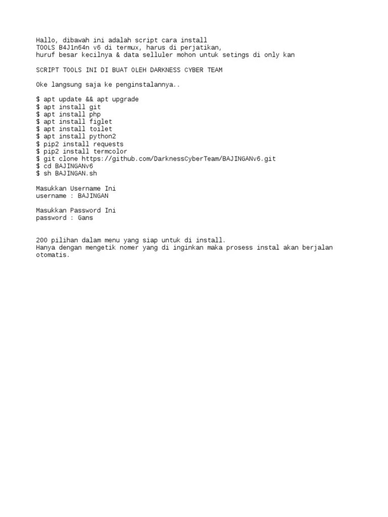 Script Hack Pulsa Termux 2020. Cara Install TOOLS B4J1n64n v6 by Romzjully