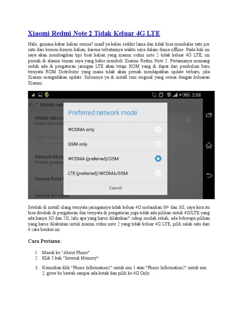 Redmi Note 2 4g Hilang. Xiaomi Redmi Note 2 Tidak Keluar 4G LTE