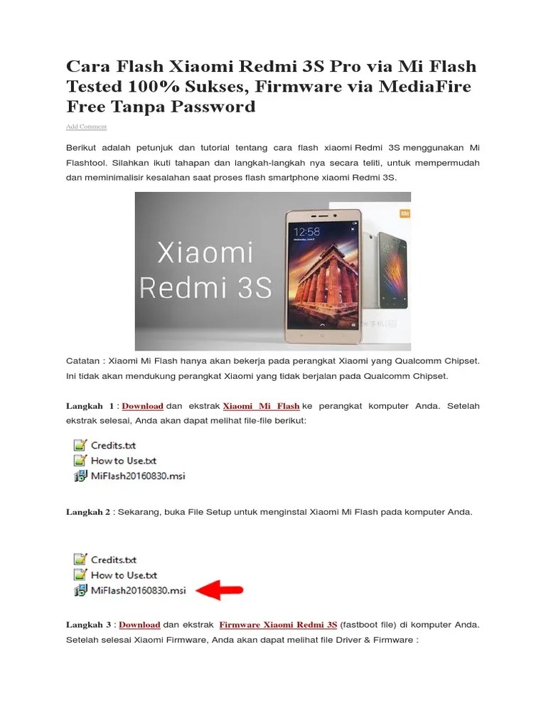 Mi Flash Redmi 3s. Cara Flash Xiaomi Redmi 3S Pro Via Mi Flash Tested 100