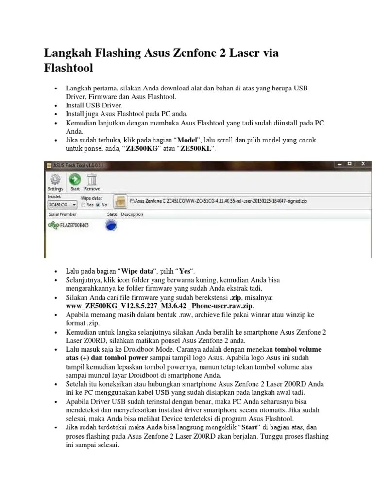 Flashing Asus K012 Via Flashtool. Langkah Flashing Asus Zenfone 2 Laser Via Flashtool