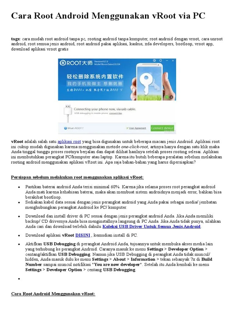 Root Hp Menggunakan Pc. Cara Root Android Menggunakan VRoot Via PC