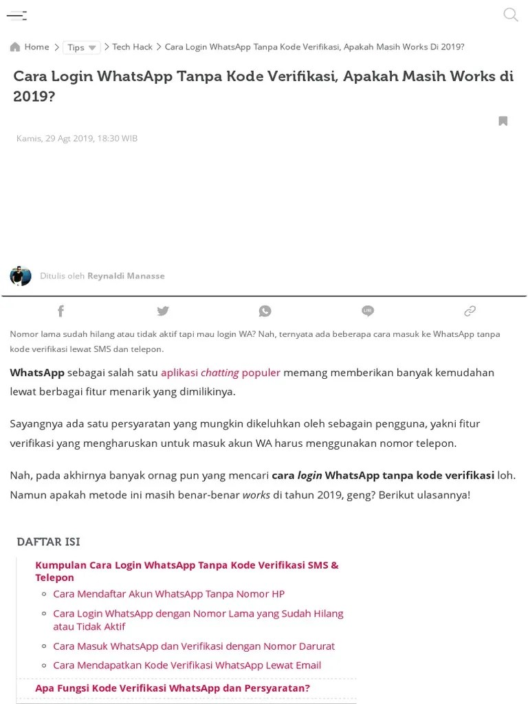 Cara Sadap Wa Tanpa Verifikasi Jalan Tikus. 4 Cara Login WhatsApp Tanpa Kode Verifikasi (Update 2019) - JalanTikus