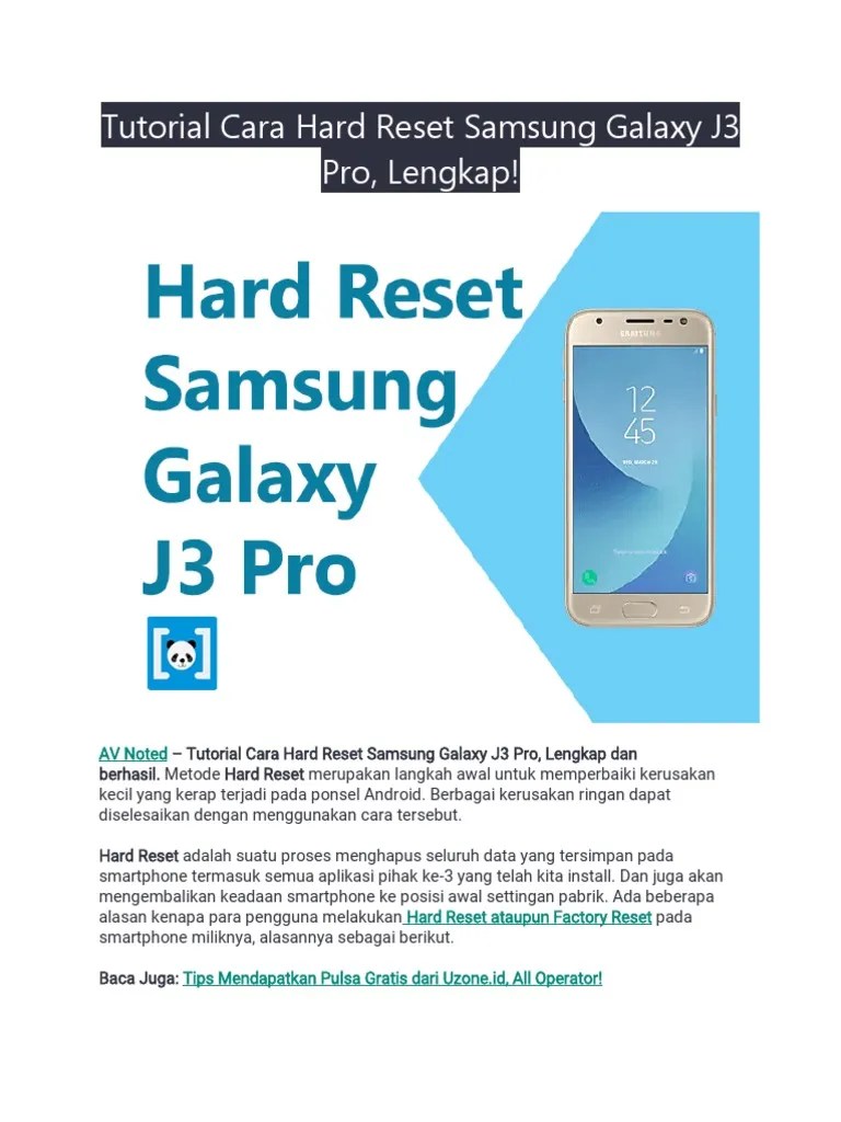 Root Samsung Galaxy J3. Tutorial Cara Hard Reset Samsung Galaxy PDF