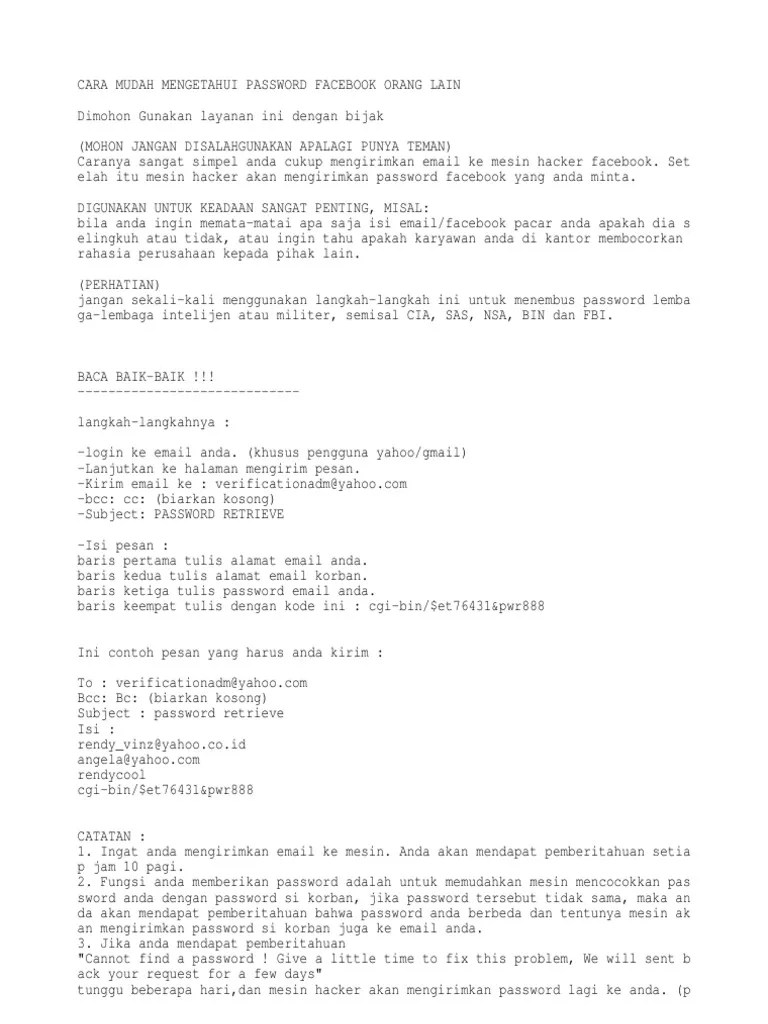 Cara Bobol Password Facebook Orang Lain. Cara Mudah Mengetahui Password Facebook Orang Lain