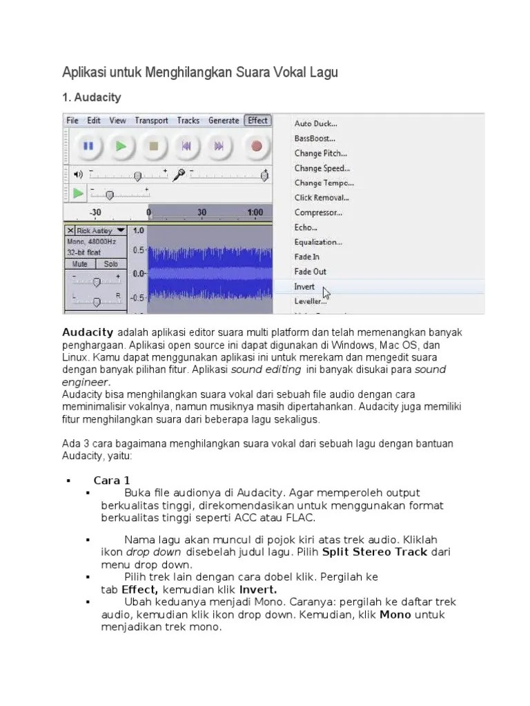 Cara Hilangkan Vokal Di Audacity. Aplikasi Untuk Menghilangkan Suara Vokal Lagu